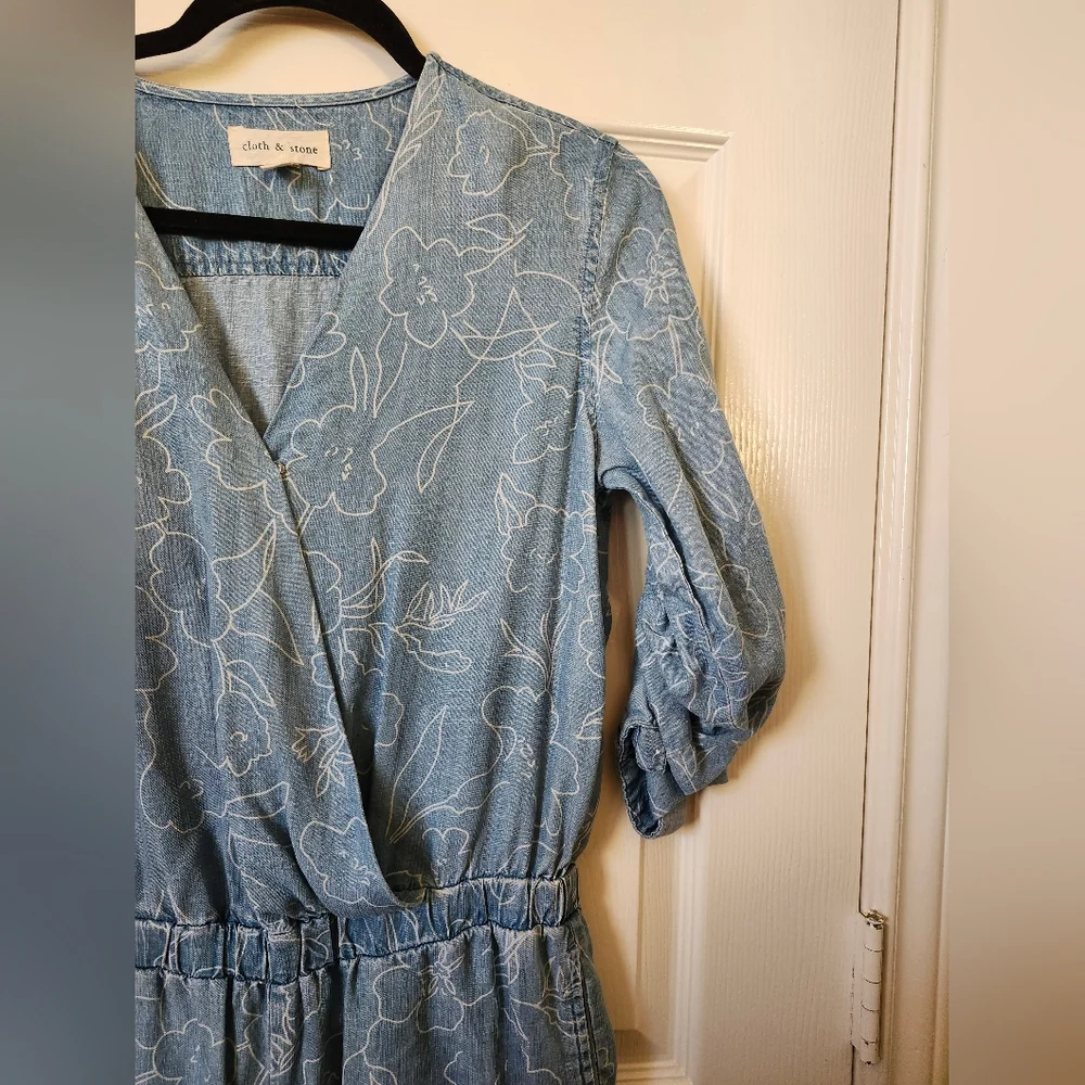 Cloth & Stone Light Blue Floral Jumpsuit Romper Floral XS